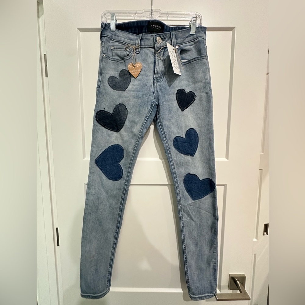 PacSun Blue Heart Patch Skinny Jeans
